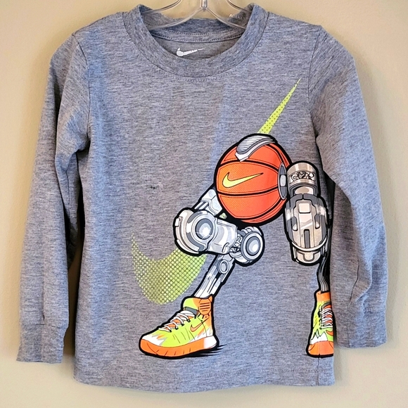 Nike grey basketball theme long sleeve tee shirt - Picture 1 of 4